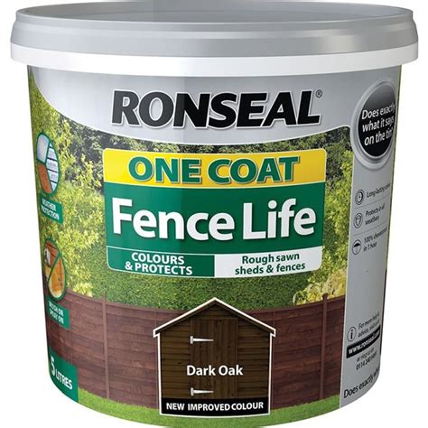 ronseal one coat fence life dark oak 12 litre.